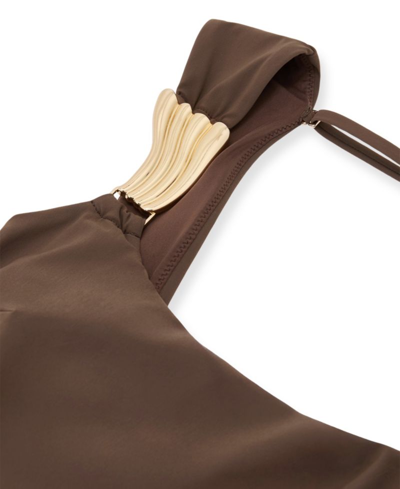 Women's Amelie Square-Neck Gold-Tone Hardware Detail Cut-Out Back One-Piece Swimsuit
