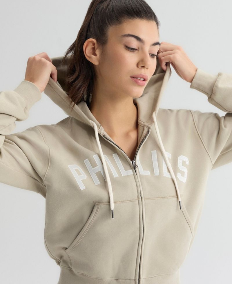 Women's Philadelphia Phillies Iconic Terry Cropped Full-Zip Hoodie