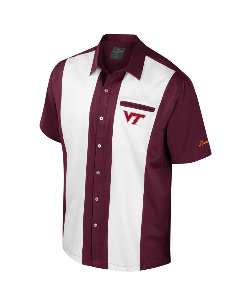 Men's Maroon Virginia Tech Hokies Strike Bowling Button-Up Shirt