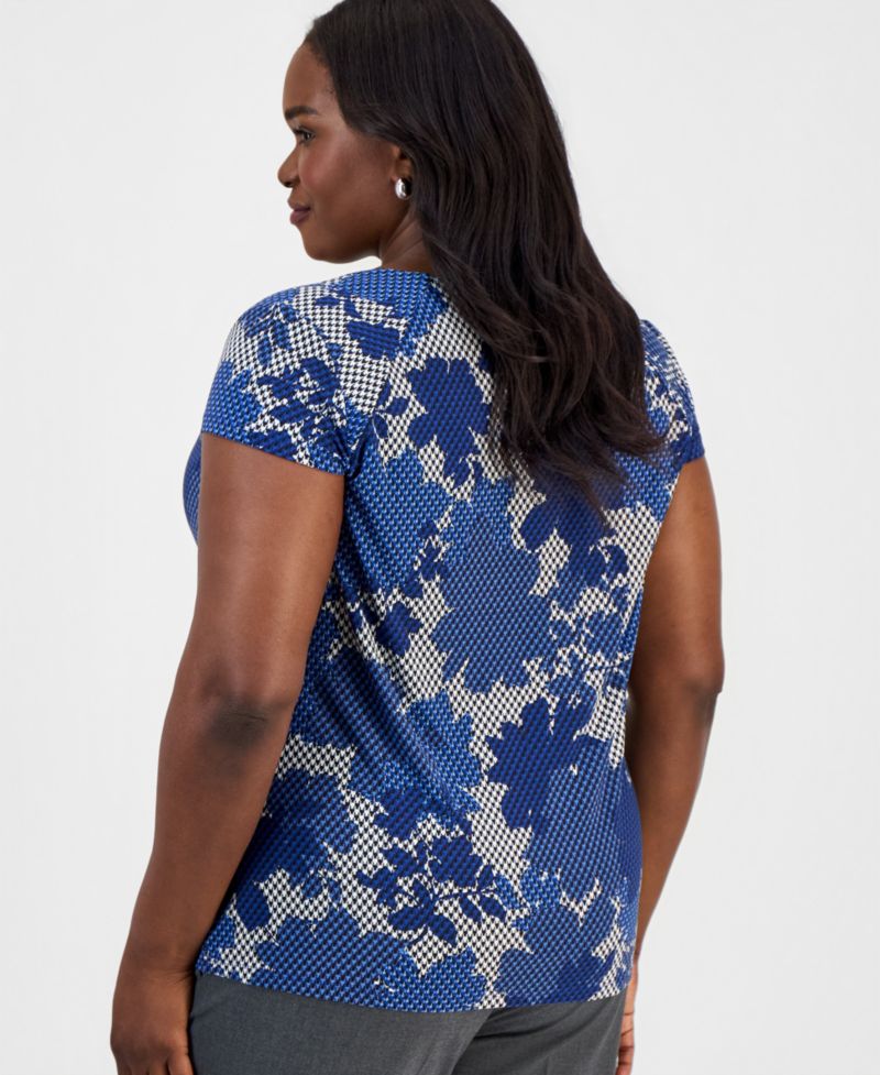 Plus Size Cowl-Neck Cap-Sleeve Top