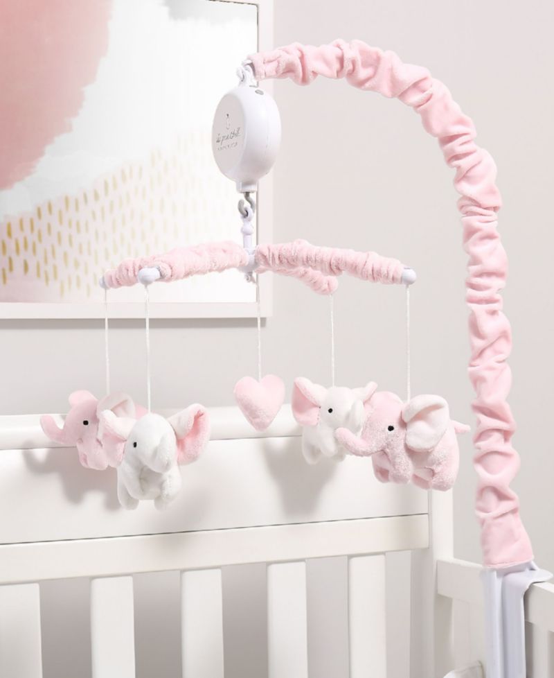 Baby Crib Mobile for Girls, Pink Elephant, Musical