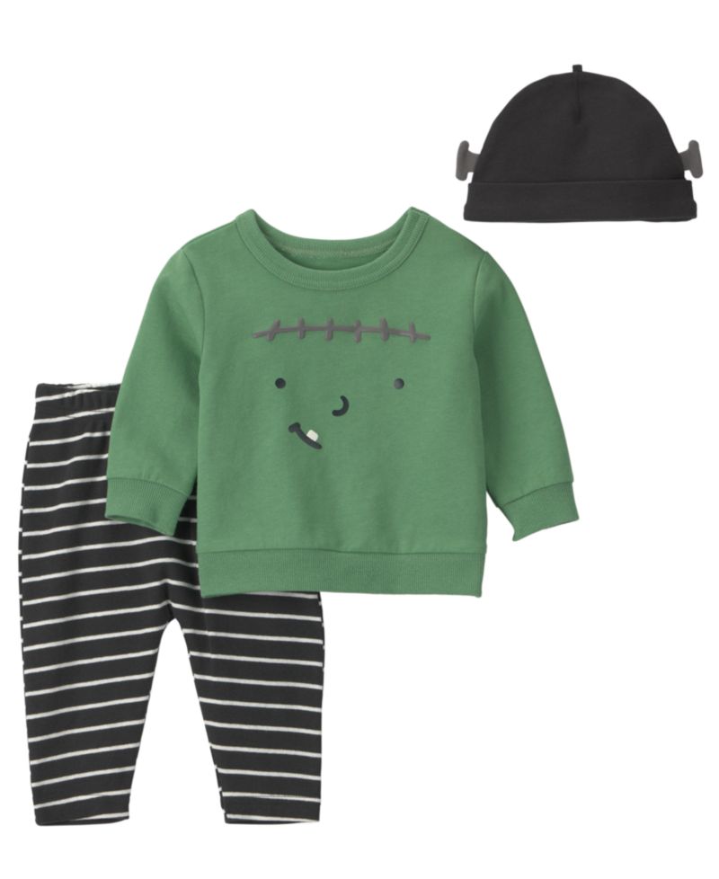 Baby Boys' and Girls' Halloween Monster Top, Pants and Hat, 3-Piece Set