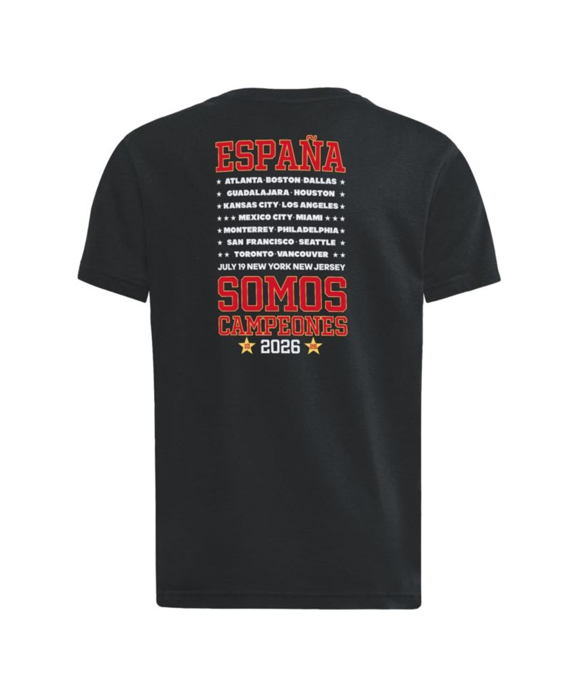 Big Boys and Girls Black Spain National Team 2026 FIFA World Cup Champions We Are Champions T-Shirt