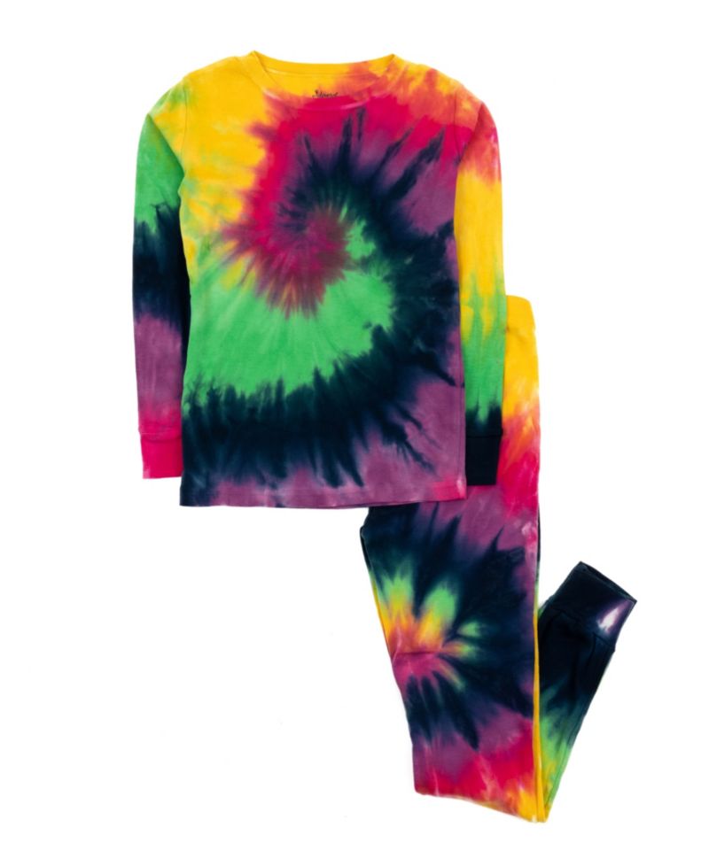 Toddler Matching Family Two Piece Cotton Long Sleeve Tie Dye Pajamas 2T-5T