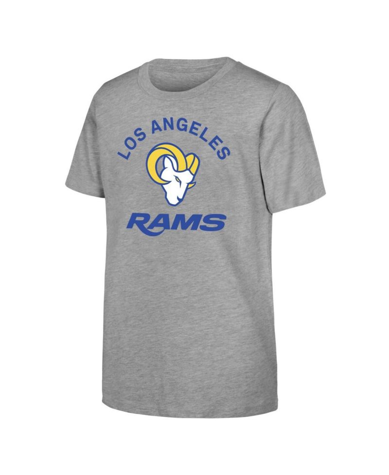 Big Boys and Girls Gray Los Angeles Rams Play Action Short Sleeve T-Shirt