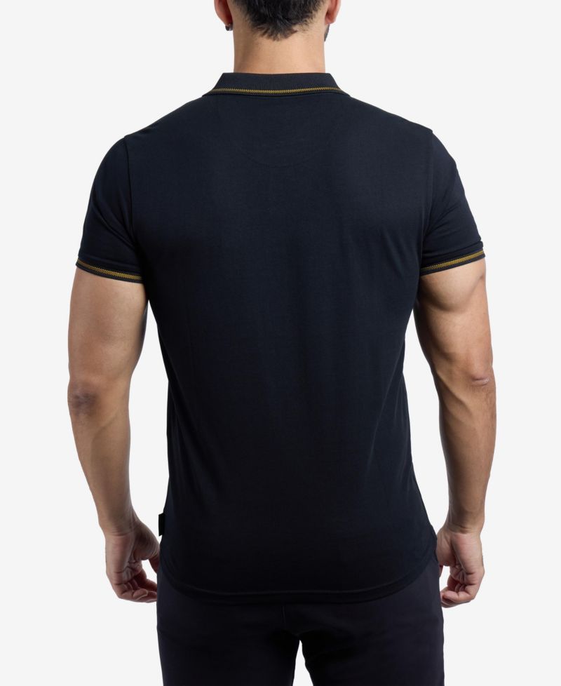 CULTURA Men's Short Sleeves Cotton Polo With Jaquard Rib And Chest Rib Pocket