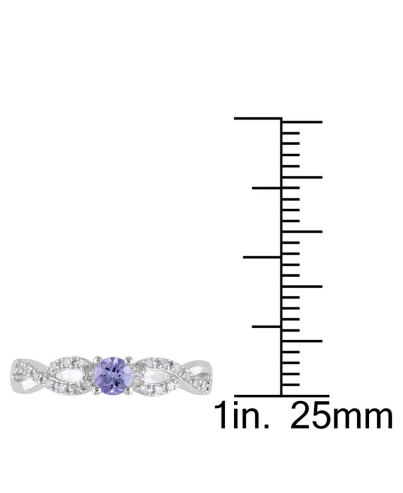 Tanzanite (1/6 ct. t.w.) and Diamond (1/10 ct. t.w.) Sterling Silver, Infinity Ring