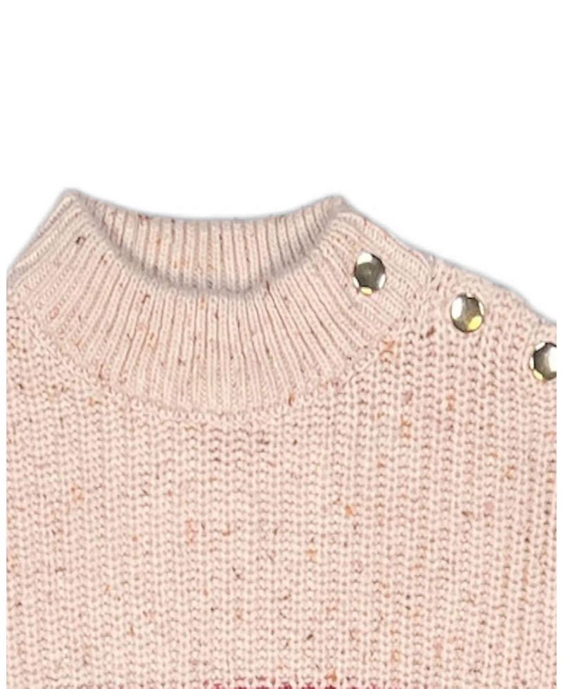 Little and Big Girls (XXS - L) Organic Mock Neck Sweater with Buttons