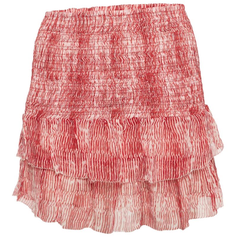 Women's Red Smocked Zelia Mini Skirt