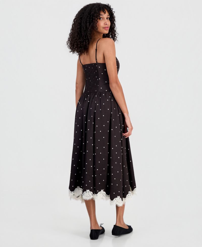 Women's Playful Dots Lace-Trim Dress