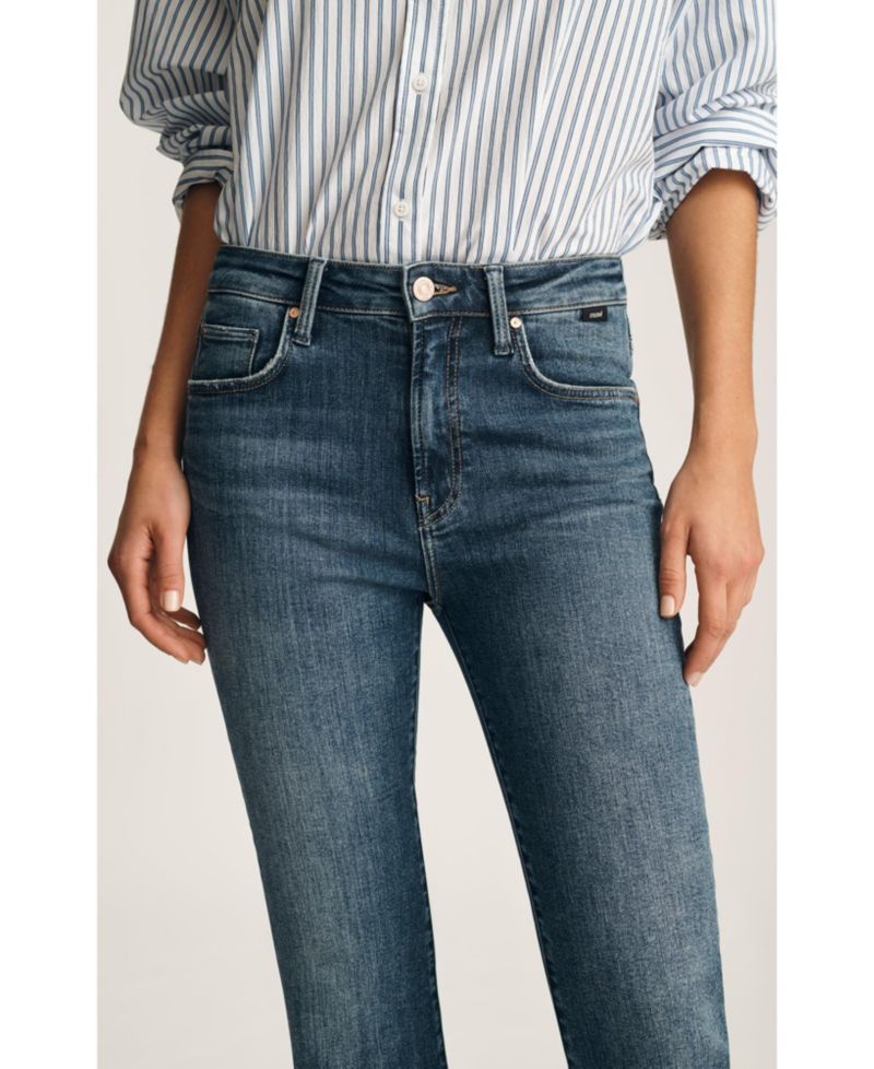Women's Anika Mid Rise Cropped Flare In Dark Brushed Flex Blue