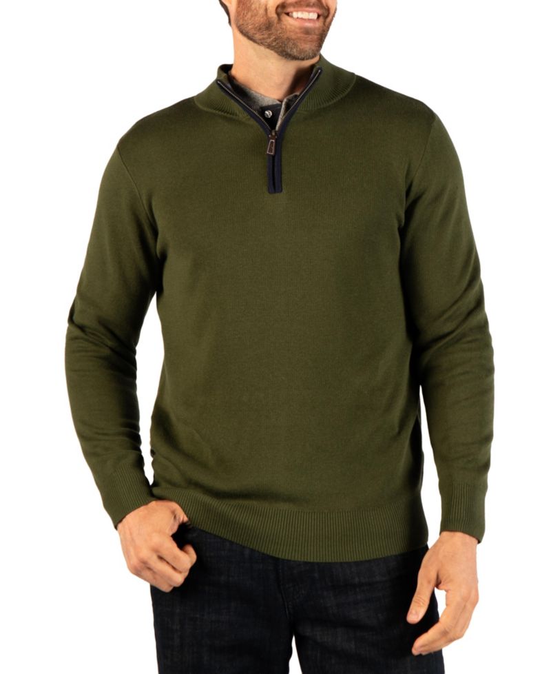 Men's Fine Knit Quarter Zip with Contrast Tipping Sweater