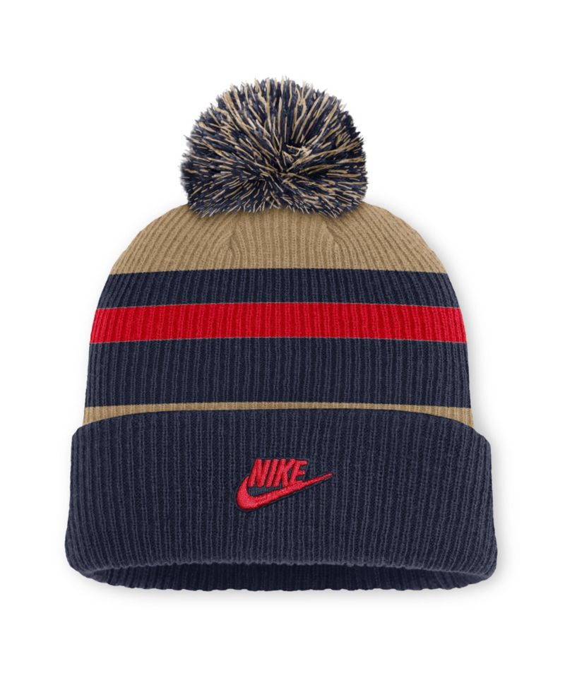 Men's and Women's Navy/Beige Arizona Wildcats Legacy Striped Cuffed Knit Hat with Pom