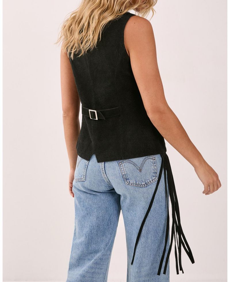 Women's Premium Suede Fringe Waistcoat