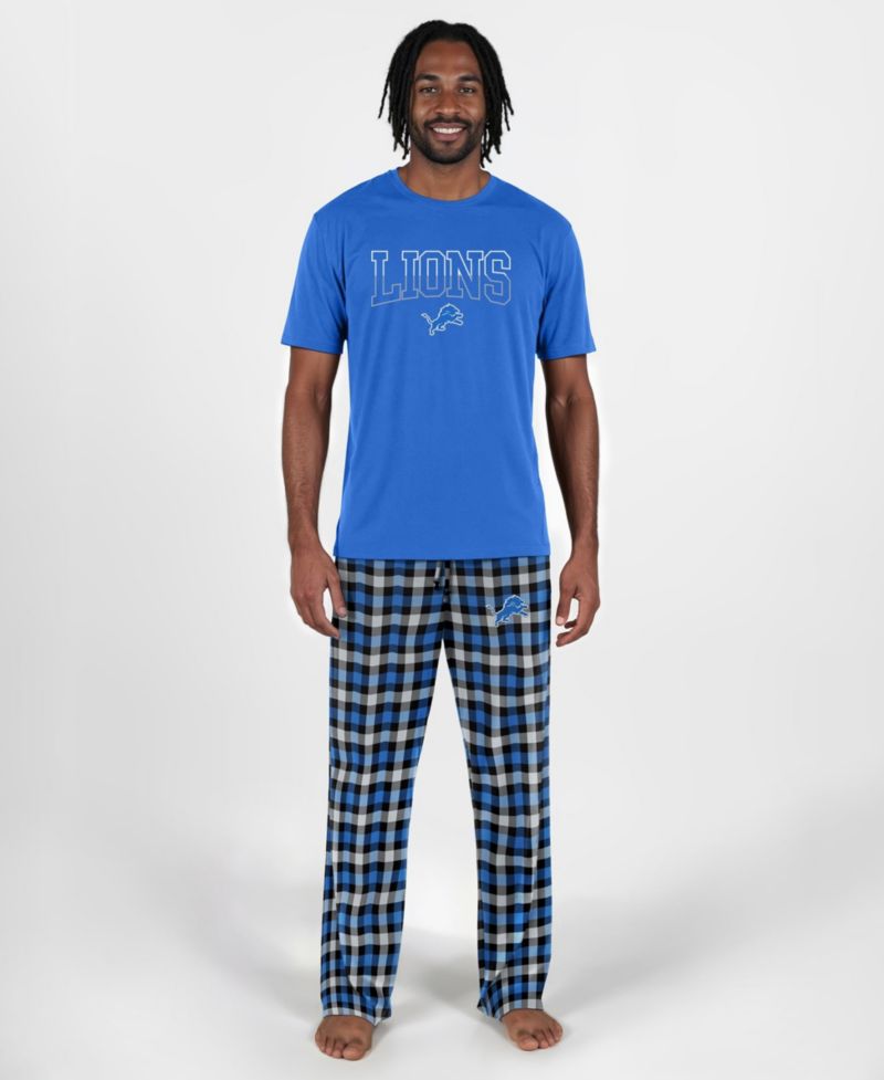 Men's Detroit Lions Highland Plaid Short-Sleeve Sleep Set, 2-Piece Set