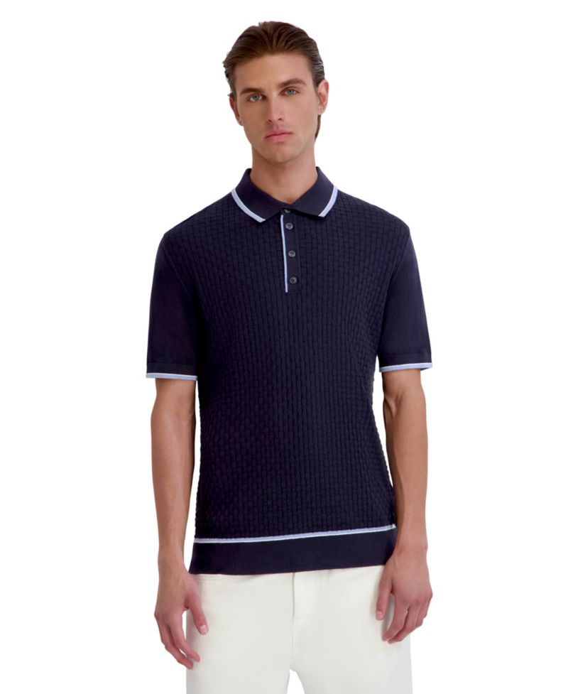 Men's Basket Weave Short-Sleeve Polo Shirt