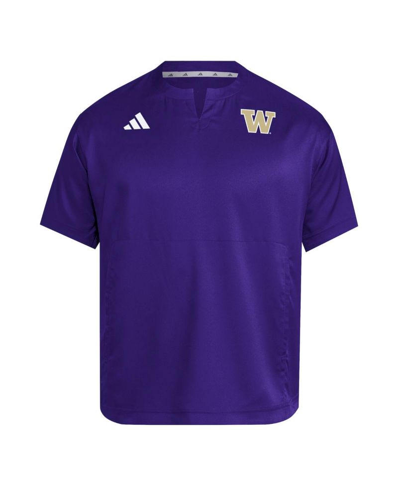 Men's Purple Washington Huskies Dugout Coaches Adizero Notch Neck Pullover Sweatshirt