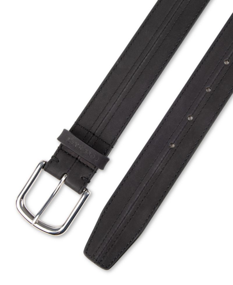35MM Men's Seam-Stitched Leather Dress Belt