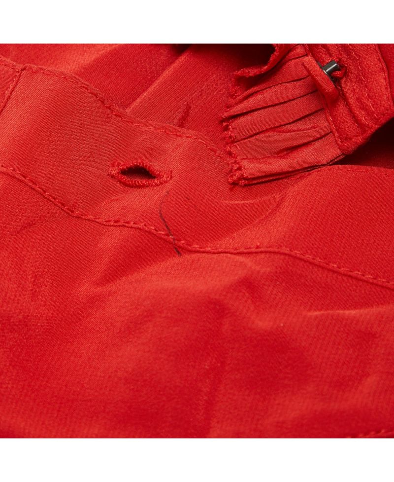 Women's Red Silk Ruffled Taccora Blouse