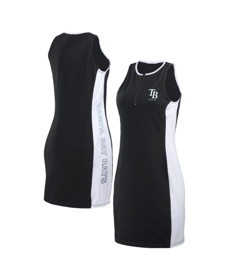 Women's Black Tampa Bay Rays Color Block Quarter-Zip Sleeveless Dress