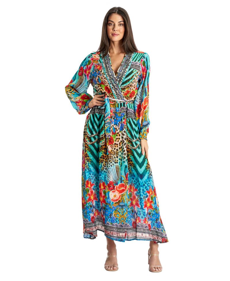 Women's Maxi Belted Cape Dress