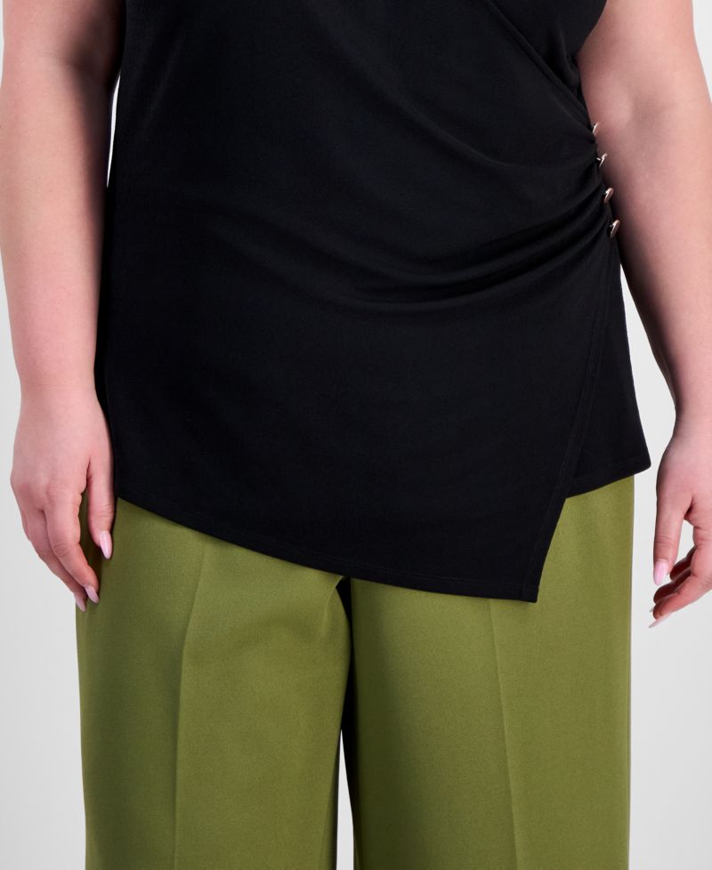 Plus Size Side Button Wrap Shirt