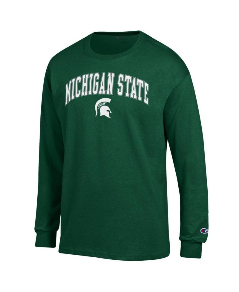 Men's Green Michigan State Spartans Arch Over Logo Long Sleeve T-Shirt