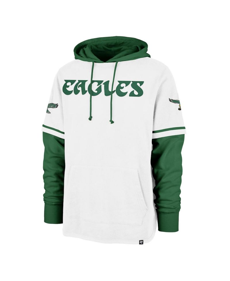 Men's White Philadelphia Eagles Throwback Shortstop Pullover Hoodie