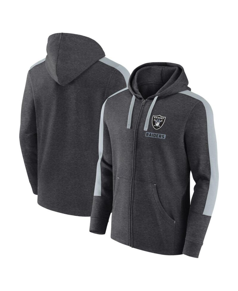 Men's Heather Charcoal Las Vegas Raiders Gains Full-Zip Hoodie