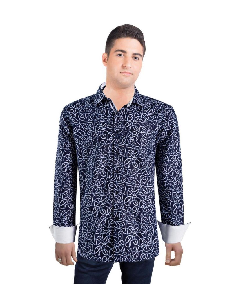 Men's Slim Fit Swirl Print Shirt