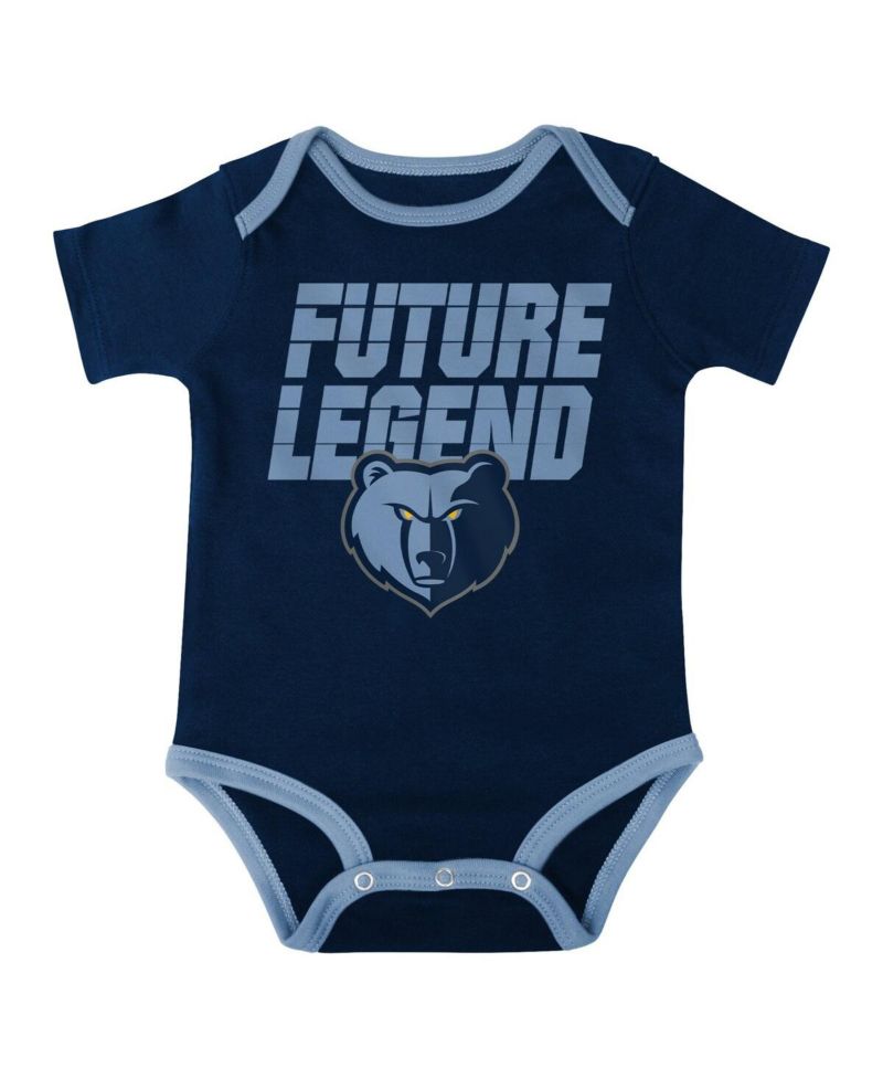 Baby Boys and Girls Navy, Light Blue, Gray Memphis Grizzlies Bank Shot Bodysuit, Hoodie T-shirt and Shorts Set