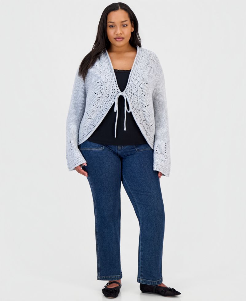 Petite Long-Sleeve Tie-Front Cardigan