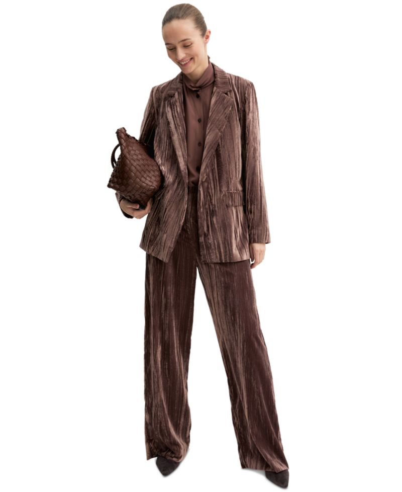 Women's Emmcrisma Crackle Velvet Wide-Leg Pants