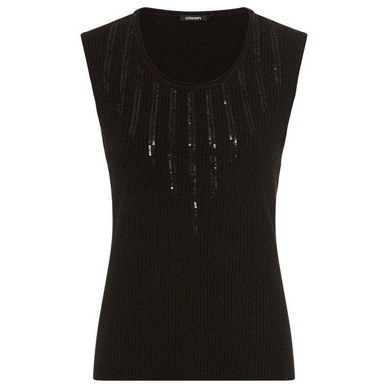 Women's Rib Knit Shell with Sequin Detail