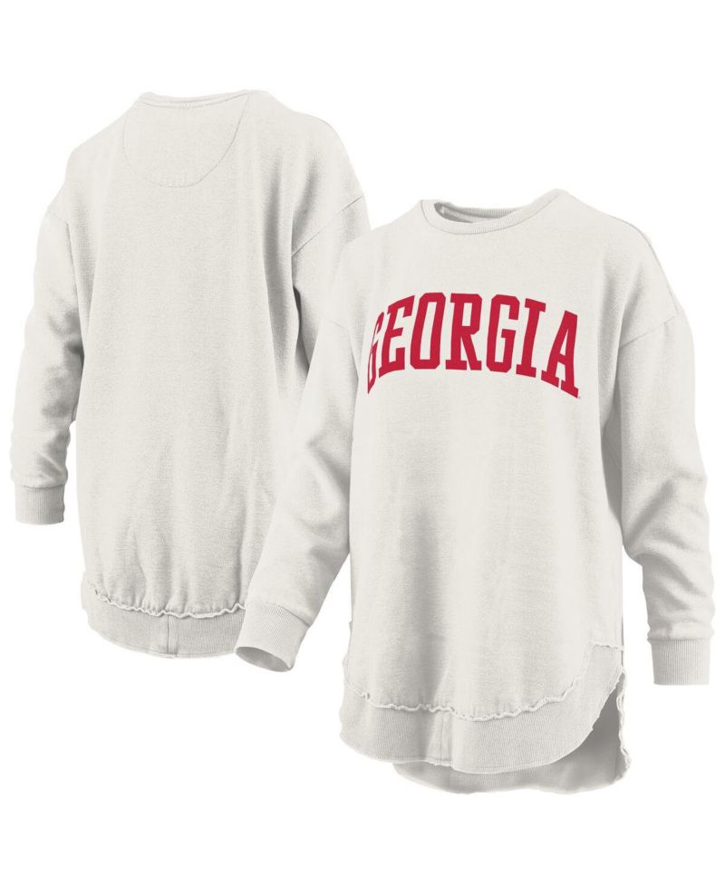 Women's Oatmeal Georgia Bulldogs Melange Poncho Vintage Fleece Long Sleeve Pullover Sweatshirt