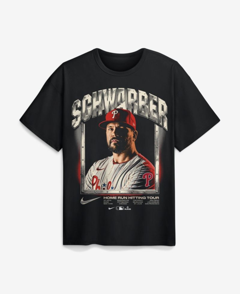 Men's Kyle Schwarber Black Philadelphia Phillies Max90 Graphic T-Shirt