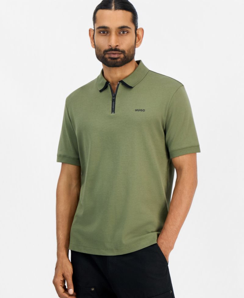 HUGO by Men's Damolino Regular-Fit Quarter-Zip Polo Shirt