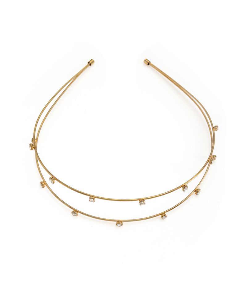 Delicate Crystal Dotted Gold-Tone Headband