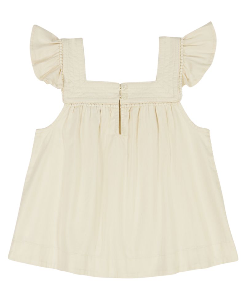 Girls' 7-16 Twill Ruffle-Sleeve Top