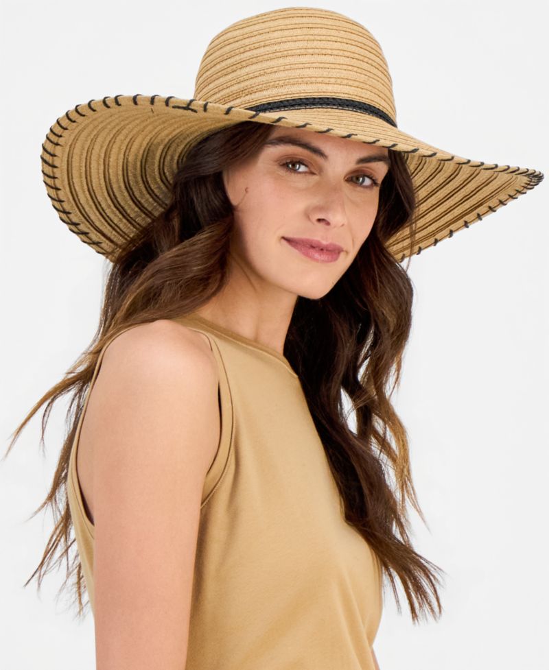 Textured Stripe Floppy Hat