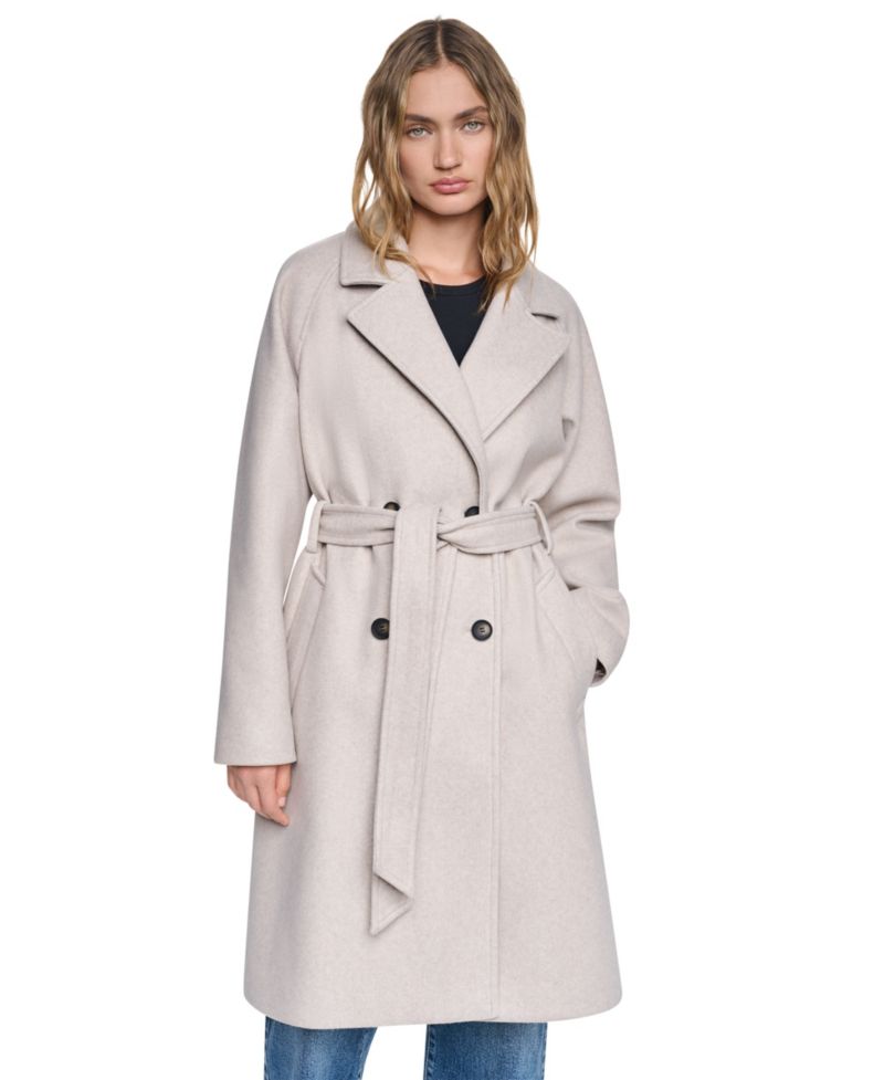 Women's Double-Breasted Belted Notch Collar Coat