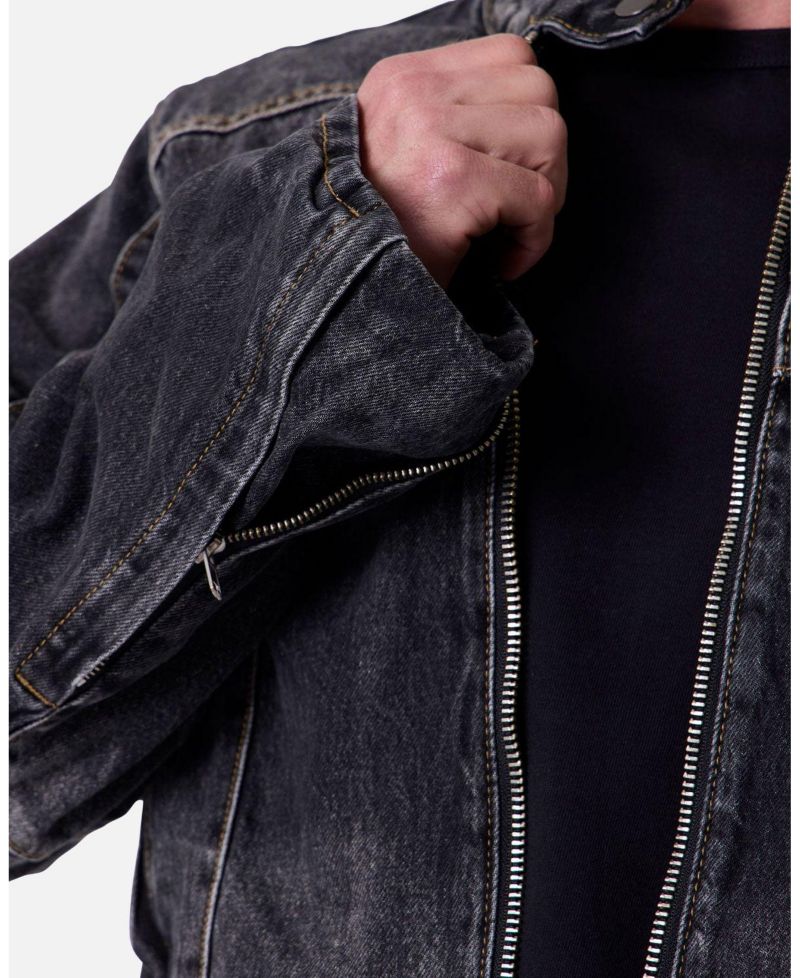 Men's Panelled Moto Denim Jacket