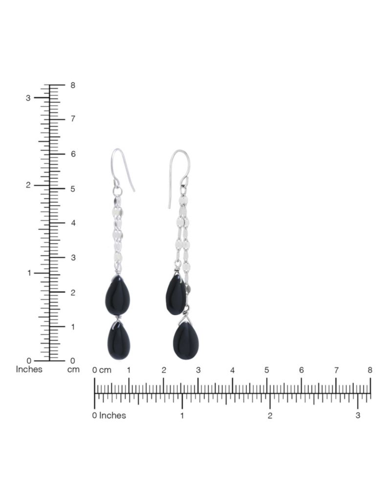 Sterling Silver Double Teardrop Chain Drop Earrings