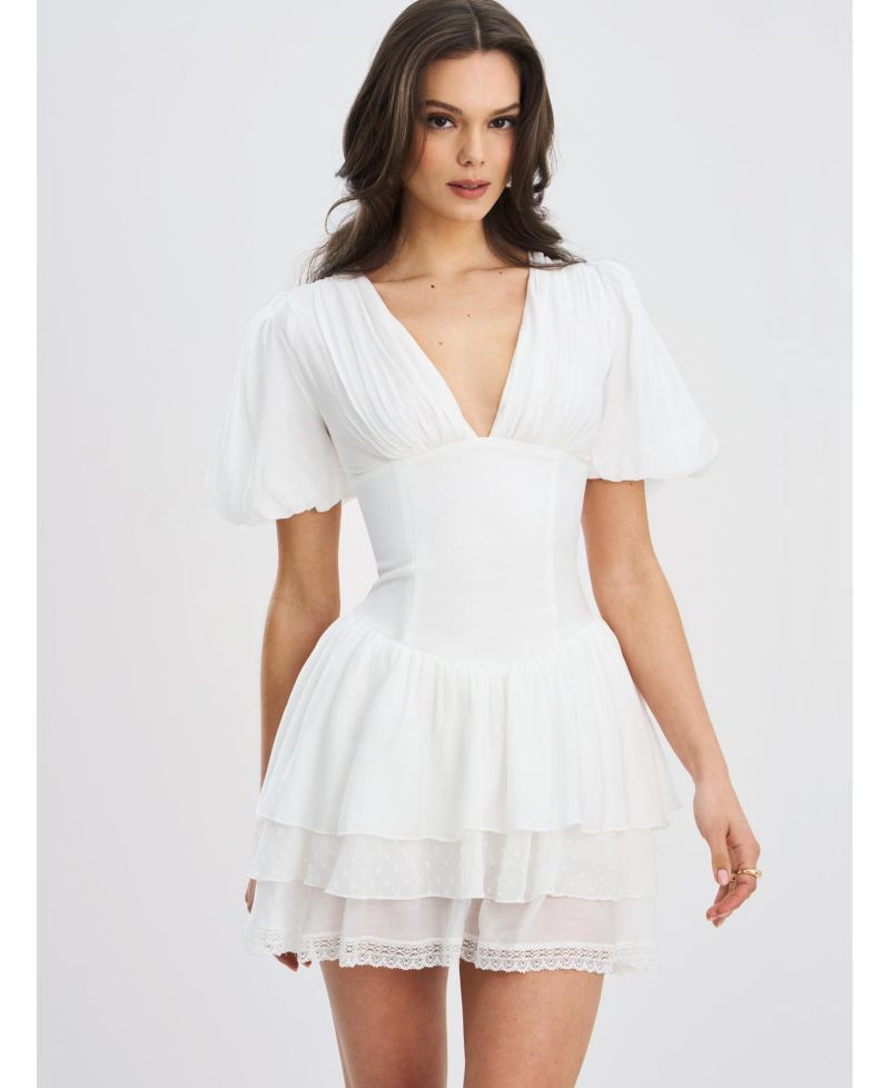 Women's Caitlyn Bubble Sleeve Layered Mini Corset Dress
