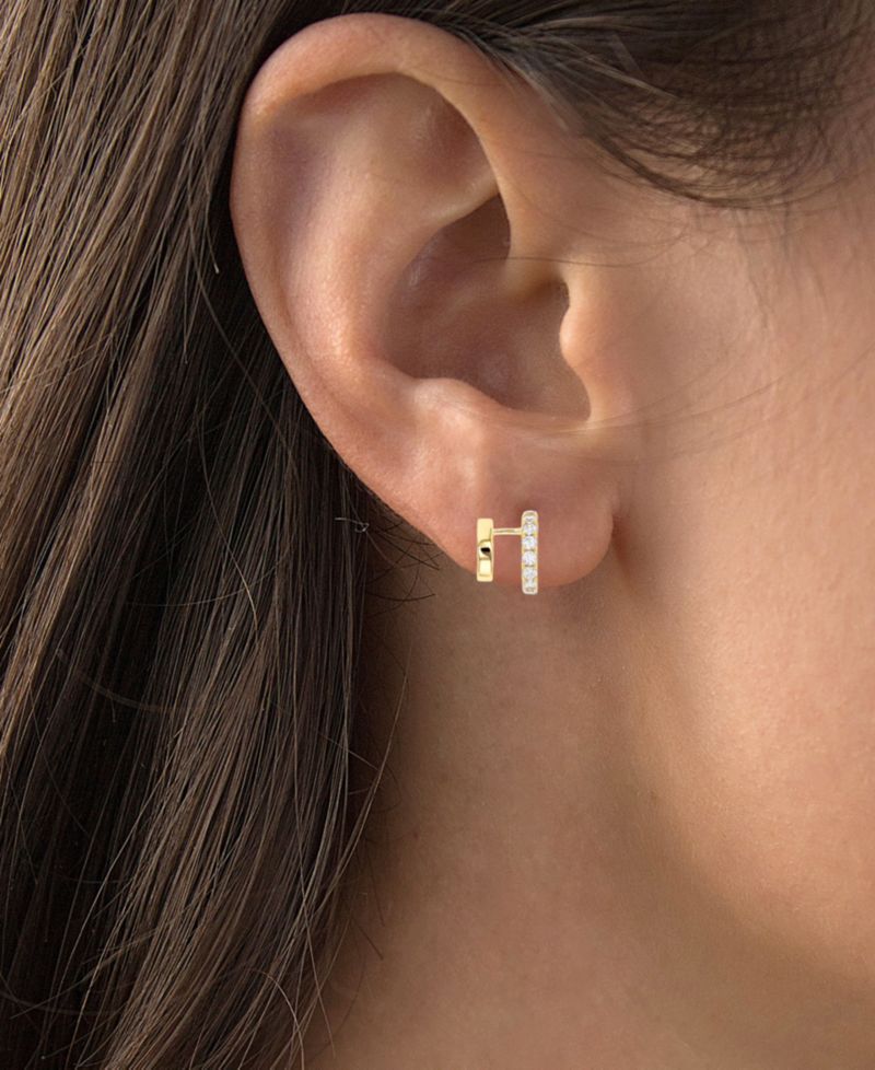 Cubic Zirconia Cuff Hoop Earrings