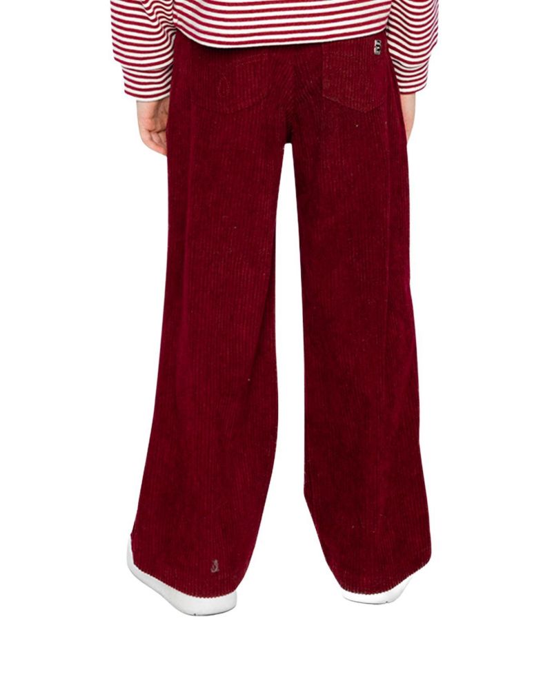 Little and Big Girl (6-14)Stretch Corduroy Wide Leg Pants Reddish