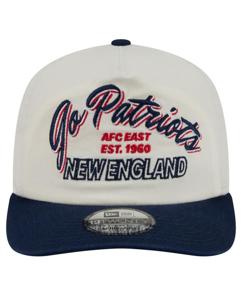 Men's Cream New England Patriots Script 19TWENTY Adjustable Hat