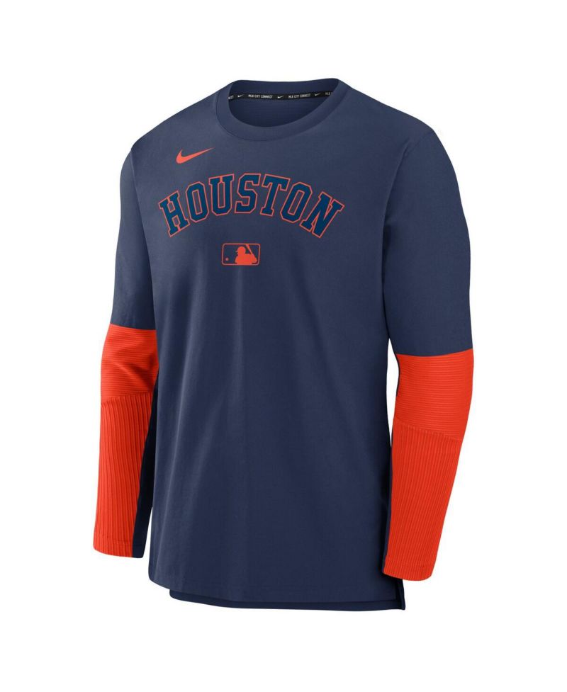Men's Navy/Orange Houston Astros Authentic Collection Player Lightweight Performance Long Sleeve Top