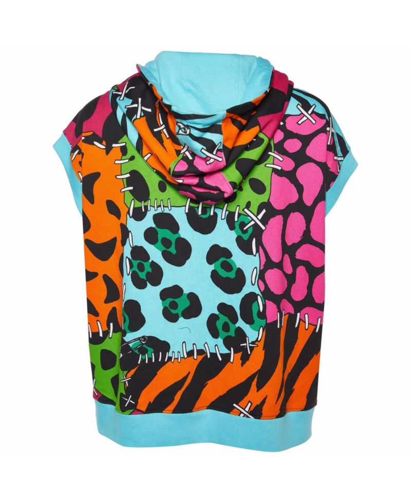 Women's Printed Cotton Knit Sleeveless Hoodie