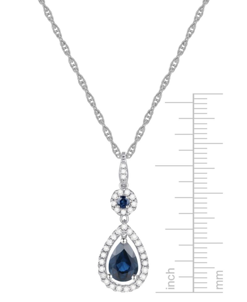 Sapphire (1-1/3 ct. t.w.) and Diamond (1/4 ct. t.w.) Drop Pendant Necklace Set in 14k White Gold (Also Available in Emerald)